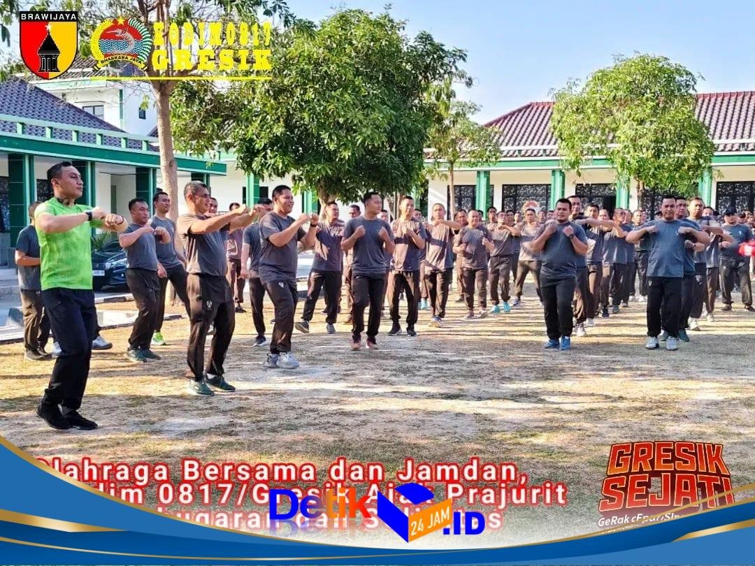 Olahraga Bersama dan Jamdan, Dandim 0817/Gresik Ajak Prajurit Jaga Kebugaran dan Soliditas